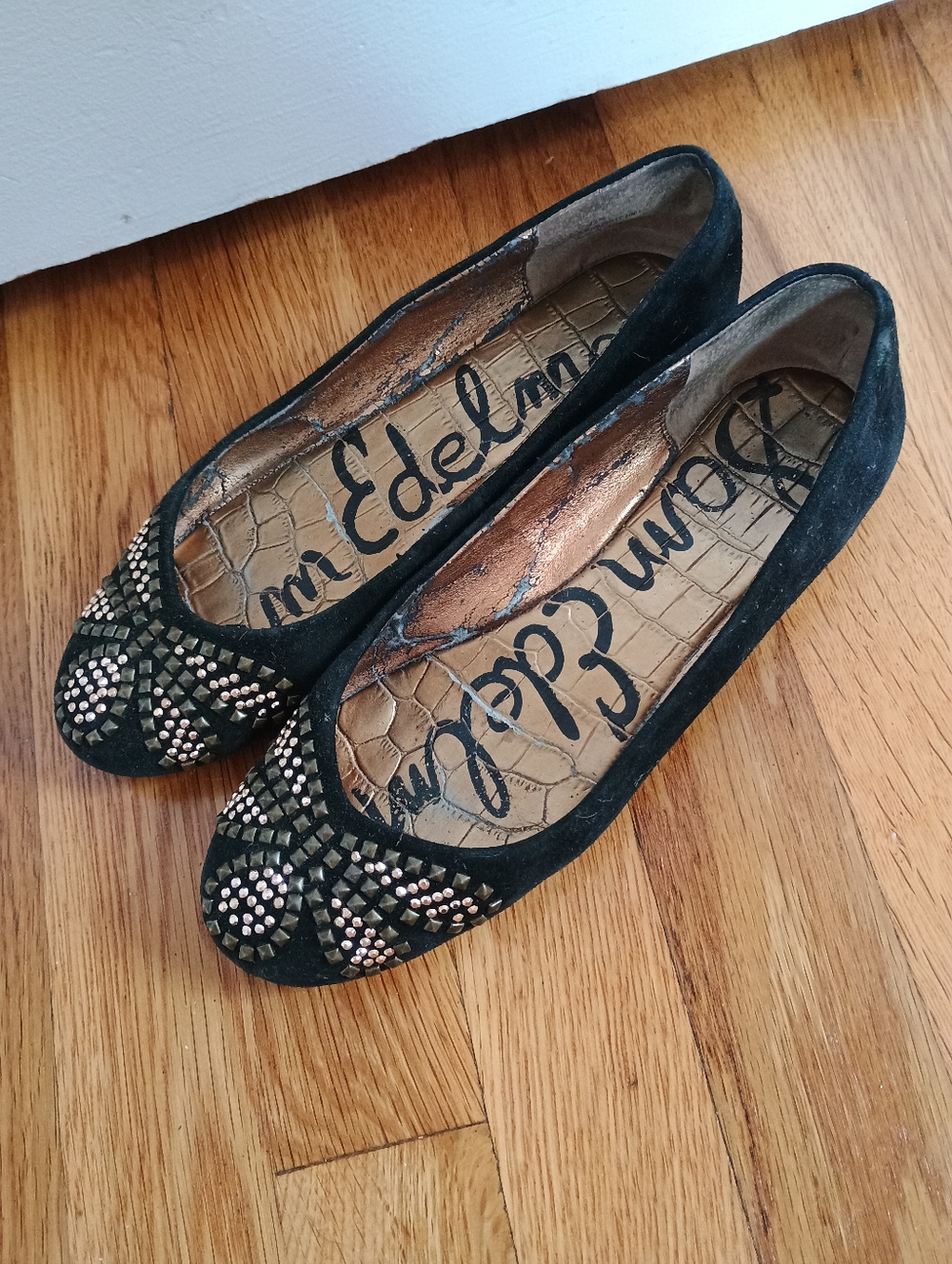 Sam Edelman Black Studded Toe Ballet Flats Size 6.5